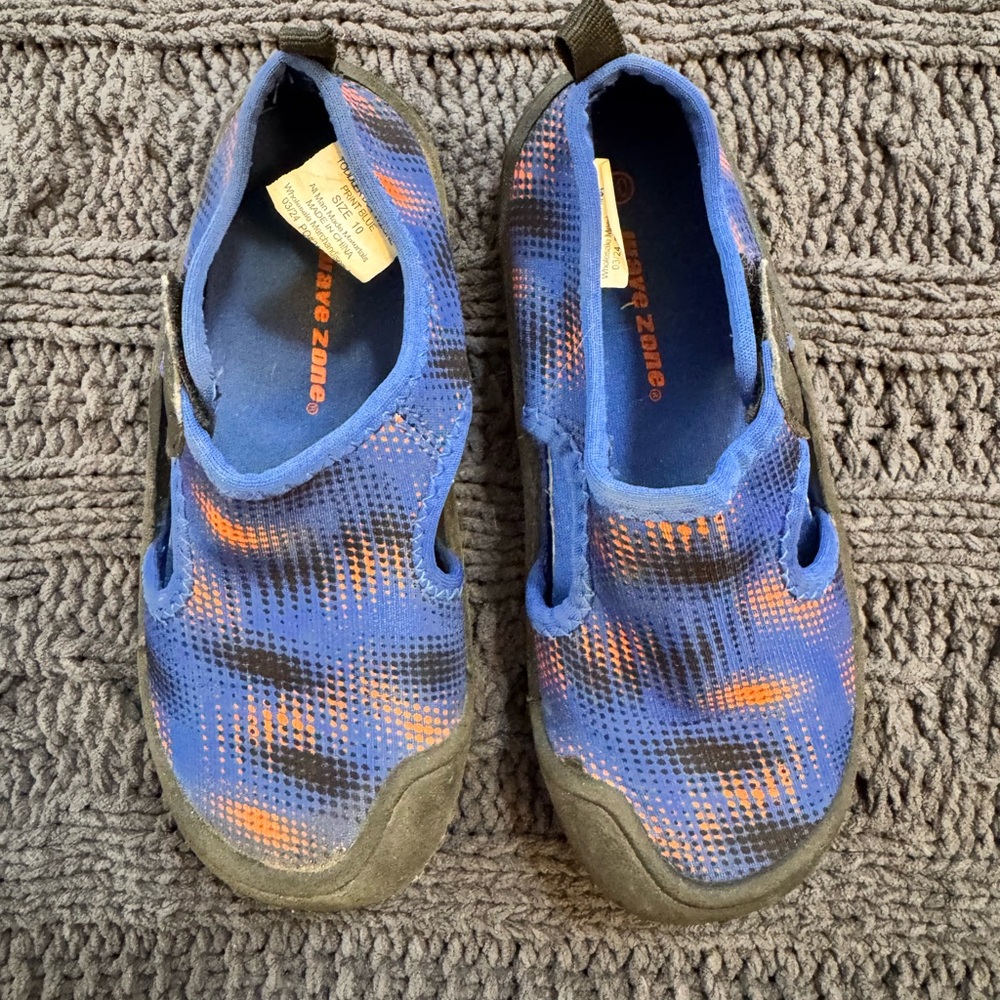Kids Slip-On Water Shoes in Blue & Orange Toddler Size 10